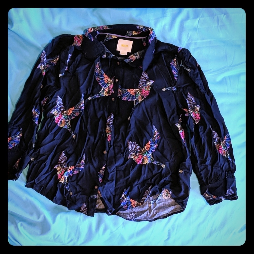 Free-flowing Printed Rayon Shirt with Ruffles